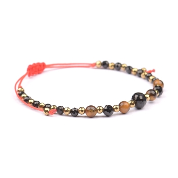 Bransoletka celebrytka czarny TURMALIN TYGRYSIE OKO HEMATYT ochrona i siła